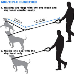 WALK 2 Two DOGS Leash COUPLER Double Twin Lead Walking Dog Leashes