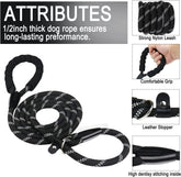 Durable Premium Quality Strong Training Rope Slip Leash with Comfortable Padded Handle and Highly Reflective Threads for Small Medium and Large Dogs