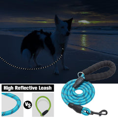 Heavy Duty Rope Dog Leash 6 Pack, 6FT Nylon Pet Leash with Reflective Thread, Soft Padded Handle Thick Lead Leash for Large Medium Dogs Small Puppy