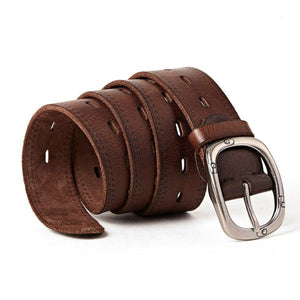 Genuine Leather For Men Natural Cowhide Alloy Pin Buckle Jeans Belt Cowskin Casual Belts Business Belt