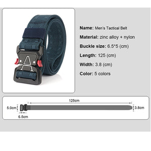Men's Military Nylon Belt Hard Metal Buckle Classic Tactical Belt Soft Real Nylon 3.8cm Outdoor Sports Belt