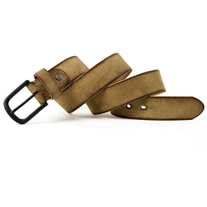 original leather men's belt matte metal pin buckle soft tough leather belt for men without interlayer male belt