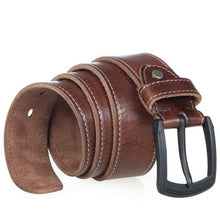 Load image into Gallery viewer, natural genuine leather belts for men hard metal matte black pin buckle real leather belt