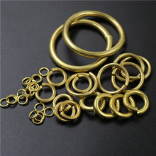 Load image into Gallery viewer, C 10pcs Solid brass Open O ring seam Round jump ring Garments shoes Leather craft bag Jewelry findings repair connectors