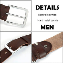 Load image into Gallery viewer, Men Belt Natural Cowhide Men&#39;s Belt Hard Solid Alloy Buckle Cowhide Without Interlayer Leather Belt Mens