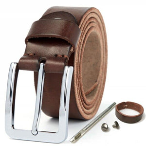 Men Belt Natural Cowhide Men's Belt Hard Solid Alloy Buckle Cowhide Without Interlayer Leather Belt Mens