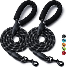 画像をギャラリービューアに読み込む, 2 Pack Dog Leash, 4/5//6 FT Heavy Duty Nylon Rope Pet Leashes with Comfortable Padded Handle, Reflective Dog Leashes for Small Medium and Large Dogs
