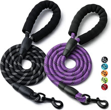 画像をギャラリービューアに読み込む, 2 Pack Dog Leash, 4/5//6 FT Heavy Duty Nylon Rope Pet Leashes with Comfortable Padded Handle, Reflective Dog Leashes for Small Medium and Large Dogs