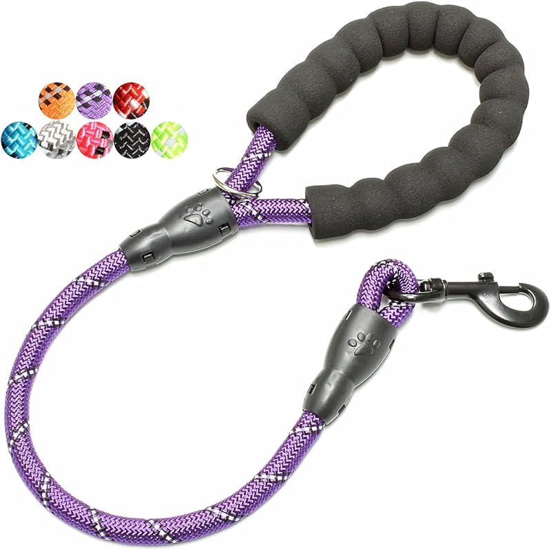 2/4/5/6 FT Dog Leash with Comfortable Padded Handle and Highly Reflective Threads for Small Medium and Large Dogs (5FT-1/2'', Black)