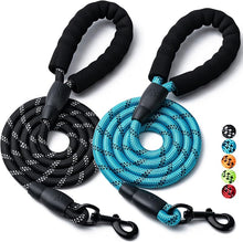 画像をギャラリービューアに読み込む, 2 Pack Dog Leash, 4/5//6 FT Heavy Duty Nylon Rope Pet Leashes with Comfortable Padded Handle, Reflective Dog Leashes for Small Medium and Large Dogs