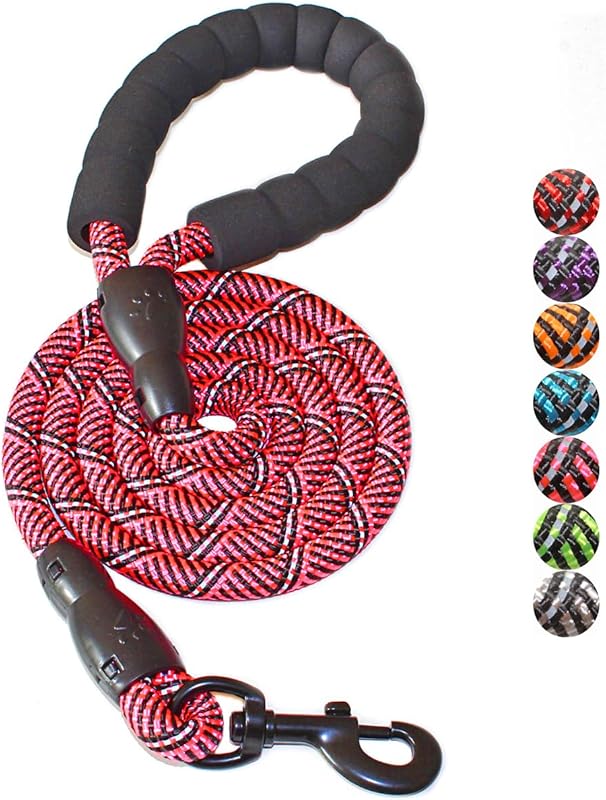 2/4/5/6 FT Dog Leash with Comfortable Padded Handle and Highly Reflective Threads for Small Medium and Large Dogs (5FT-1/2'', Black)