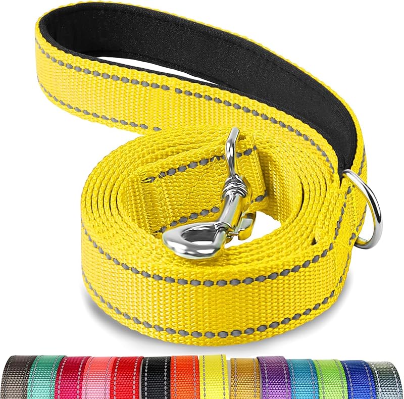 Dog Leash Heavy Duty for Large Dogs That Pull, Double Handle for Traffic Control, Double-Sided Reflective Leashes for Large Medium Dogs Night Safety