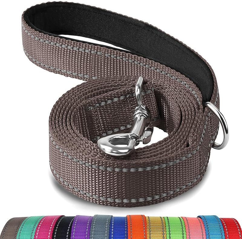 Dog Leash Heavy Duty for Large Dogs That Pull, Double Handle for Traffic Control, Double-Sided Reflective Leashes for Large Medium Dogs Night Safety