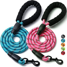 画像をギャラリービューアに読み込む, 2 Pack Dog Leash, 4/5//6 FT Heavy Duty Nylon Rope Pet Leashes with Comfortable Padded Handle, Reflective Dog Leashes for Small Medium and Large Dogs