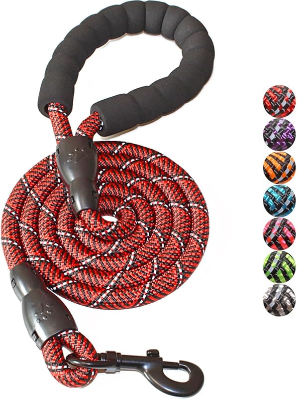 2/4/5/6 FT Dog Leash with Comfortable Padded Handle and Highly Reflective Threads for Small Medium and Large Dogs (5FT-1/2'', Black)