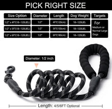 画像をギャラリービューアに読み込む, 2 Pack Dog Leash, 4/5//6 FT Heavy Duty Nylon Rope Pet Leashes with Comfortable Padded Handle, Reflective Dog Leashes for Small Medium and Large Dogs