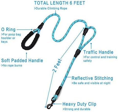 Traffic Padded Two Handle,Heavy Duty,Reflective Double Handles Lead for Control Safety Training,Leashes for Large Dogs or Medium Dogs