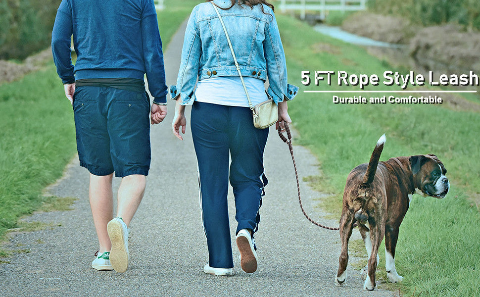 2/4/5/6 FT Dog Leash with Comfortable Padded Handle and Highly Reflective Threads for Small Medium and Large Dogs (5FT-1/2'', Black)