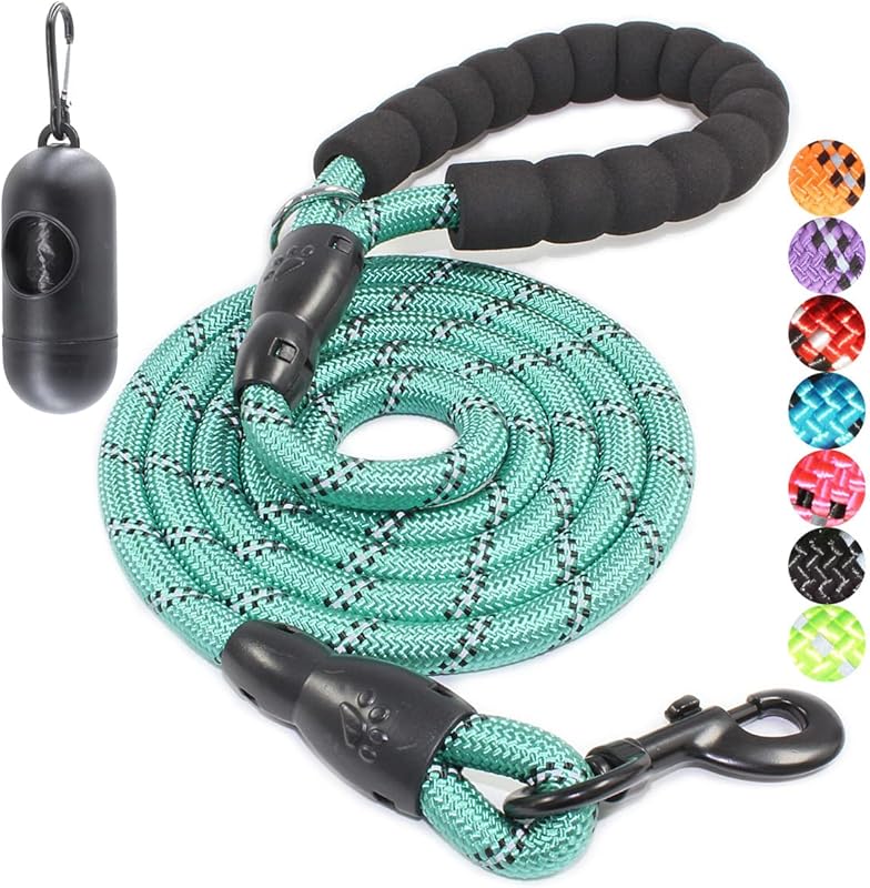 2/4/5/6 FT Dog Leash with Comfortable Padded Handle and Highly Reflective Threads for Small Medium and Large Dogs (5FT-1/2'', Black)