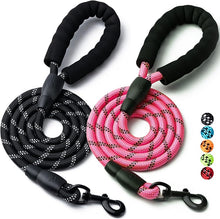 画像をギャラリービューアに読み込む, 2 Pack Dog Leash, 4/5//6 FT Heavy Duty Nylon Rope Pet Leashes with Comfortable Padded Handle, Reflective Dog Leashes for Small Medium and Large Dogs