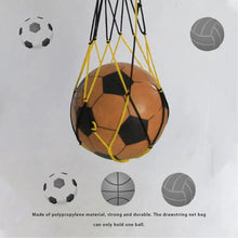 Carregar imagem no visualizador da galeria, Ball Bag Mesh Net Basketball Carrier Outdoor Volleyball Storage Holder Drawstring Shopping Bag