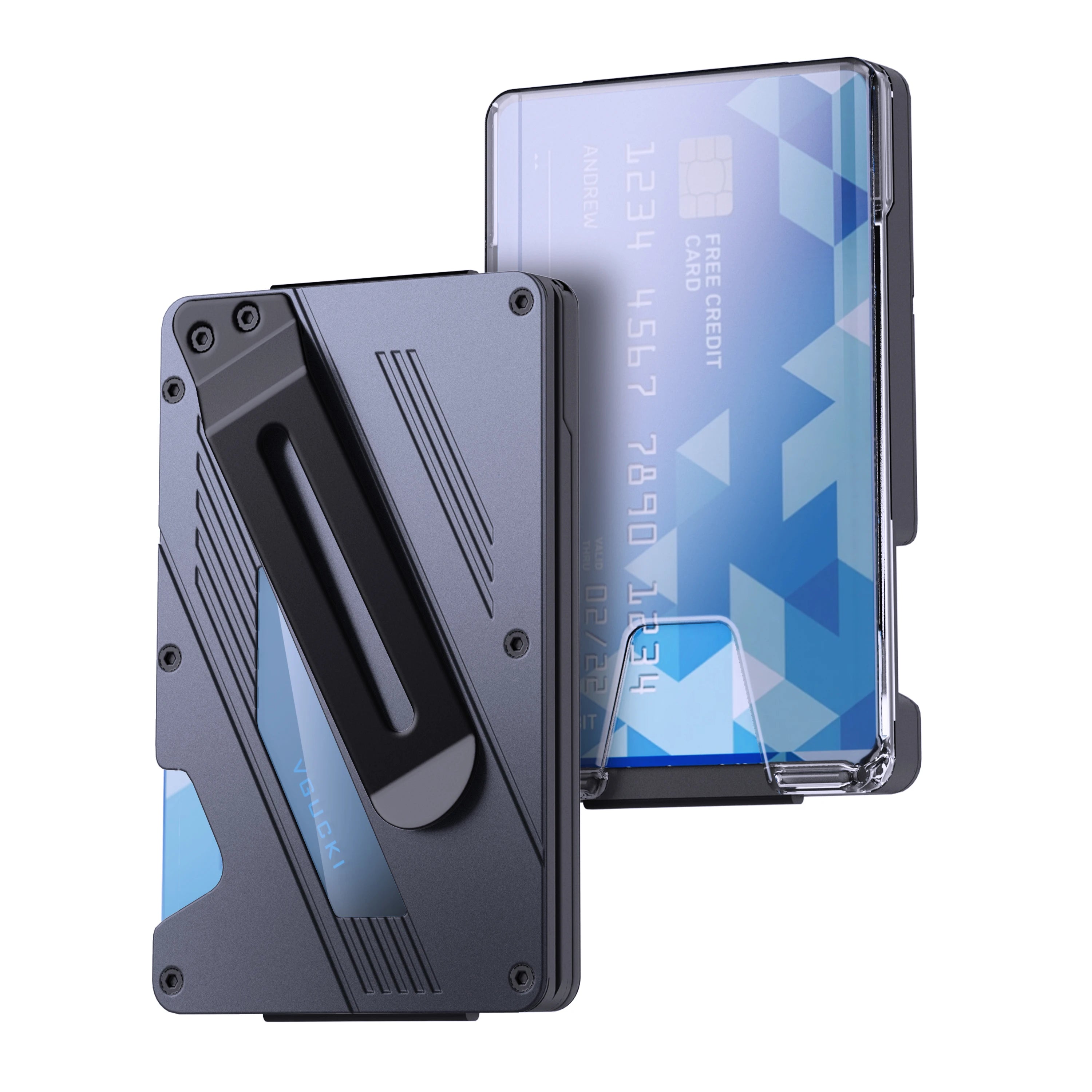 Wallet for Men- Slim Aluminum Metal Money Clip Wallet with Clear ID Card Holder,  RFID Blocking,Ultra-Thin Tactical Wallet