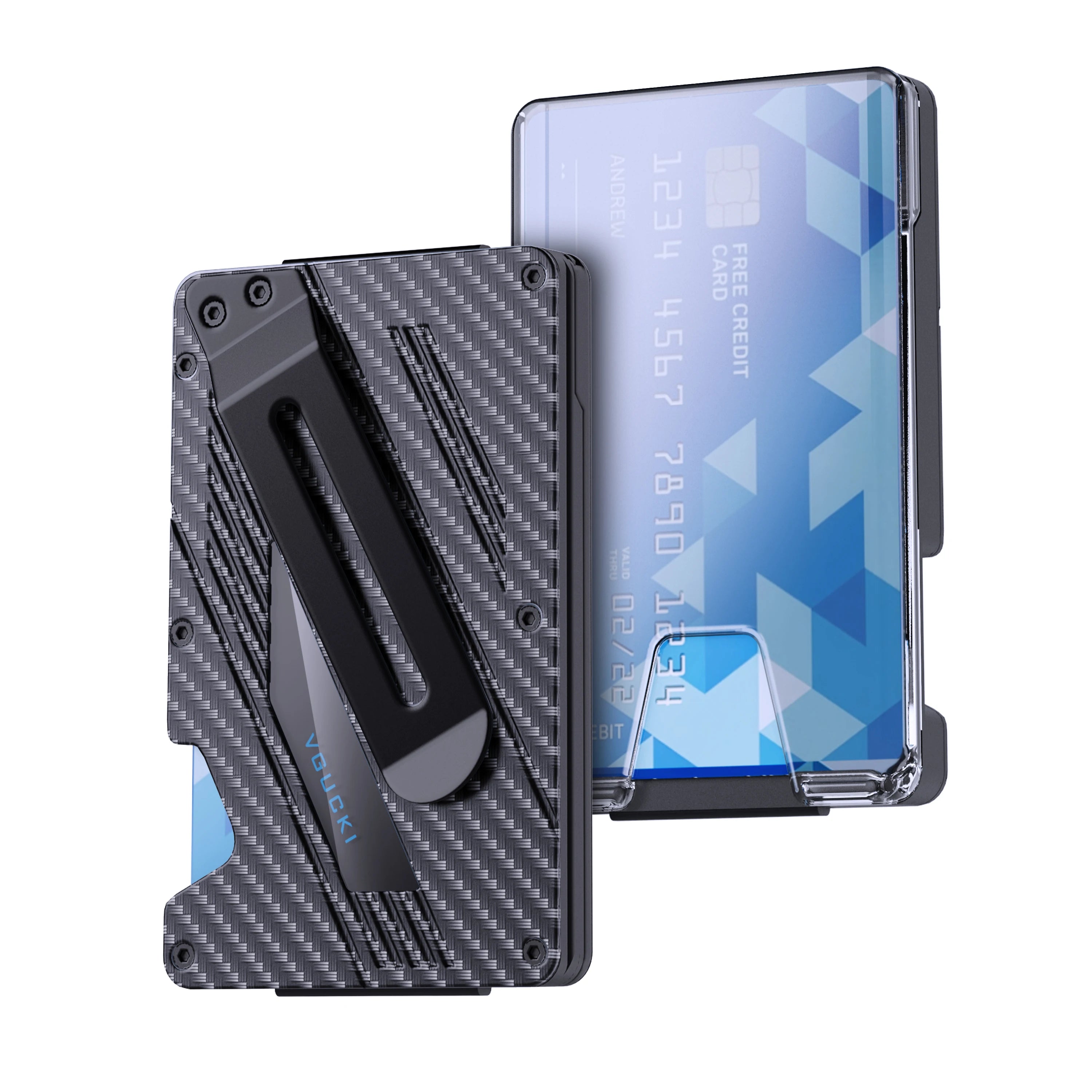 Wallet for Men- Slim Aluminum Metal Money Clip Wallet with Clear ID Card Holder,  RFID Blocking,Ultra-Thin Tactical Wallet