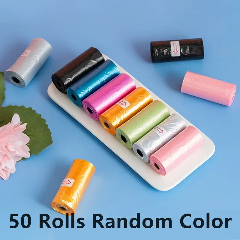 10/20/50/100 Rolls Random Color Pet Supplies Dog Poop Bags For Waste Refuse Cleanup Puppy Cat Pooper Scooper Bag Biodegradable