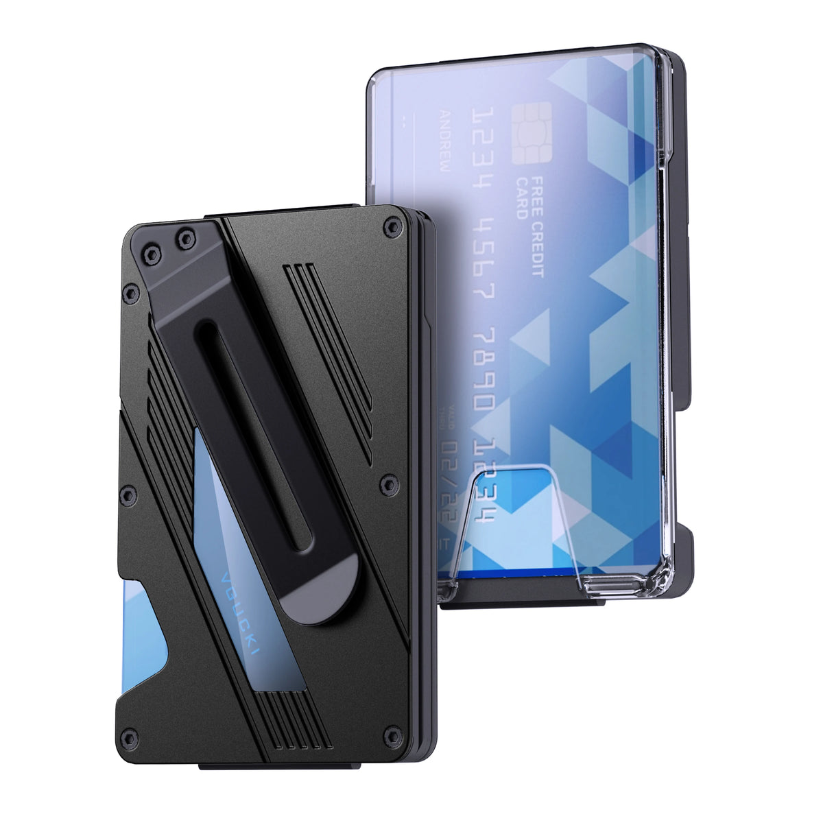 Wallet for Men- Slim Aluminum Metal Money Clip Wallet with Clear ID Card Holder,  RFID Blocking,Ultra-Thin Tactical Wallet