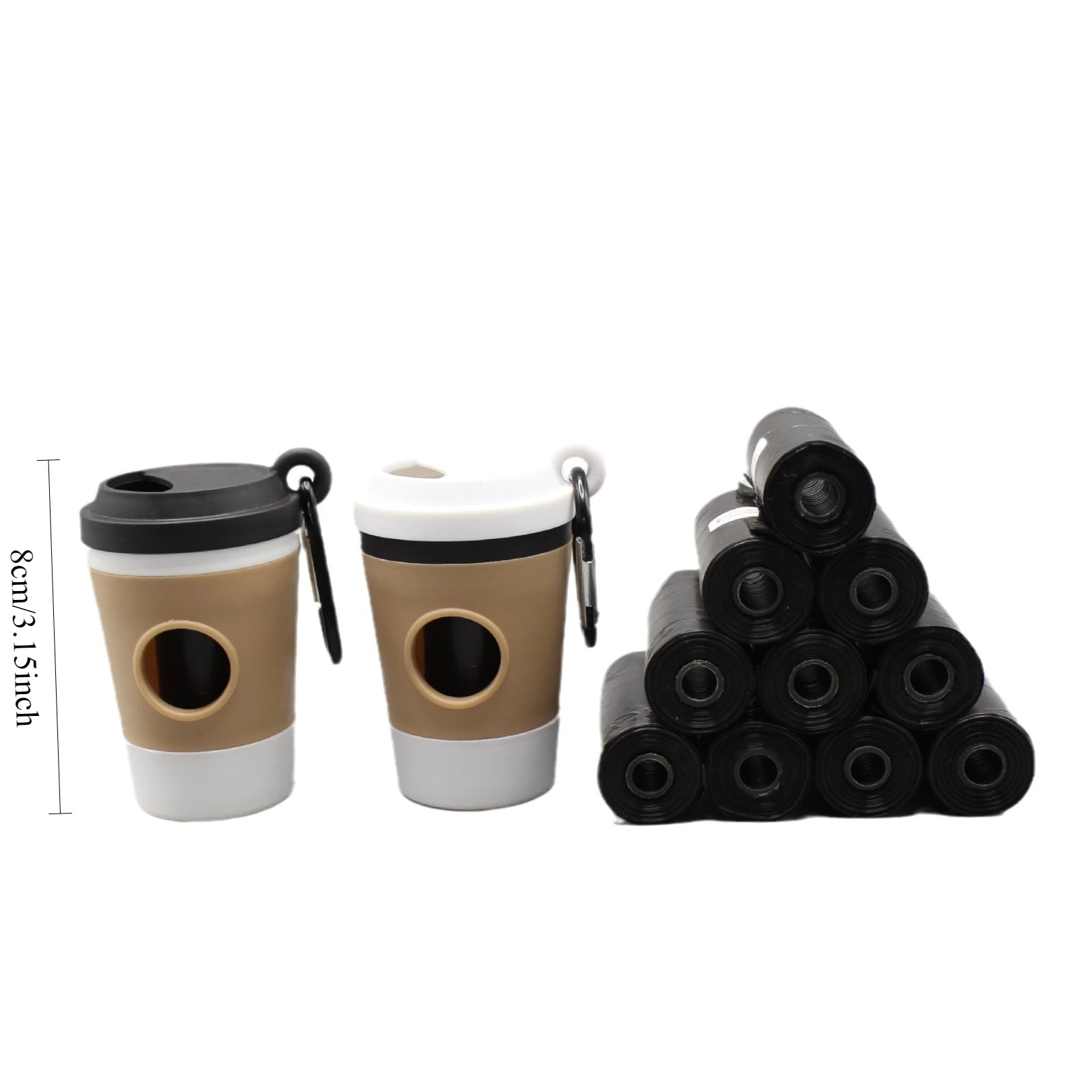 Coffee Cup + 1 Roll Garbage Bag Pet Trash Bag Dispenser Portable Outdoor Dog Walking Pick Up Device Trash Bag Storage