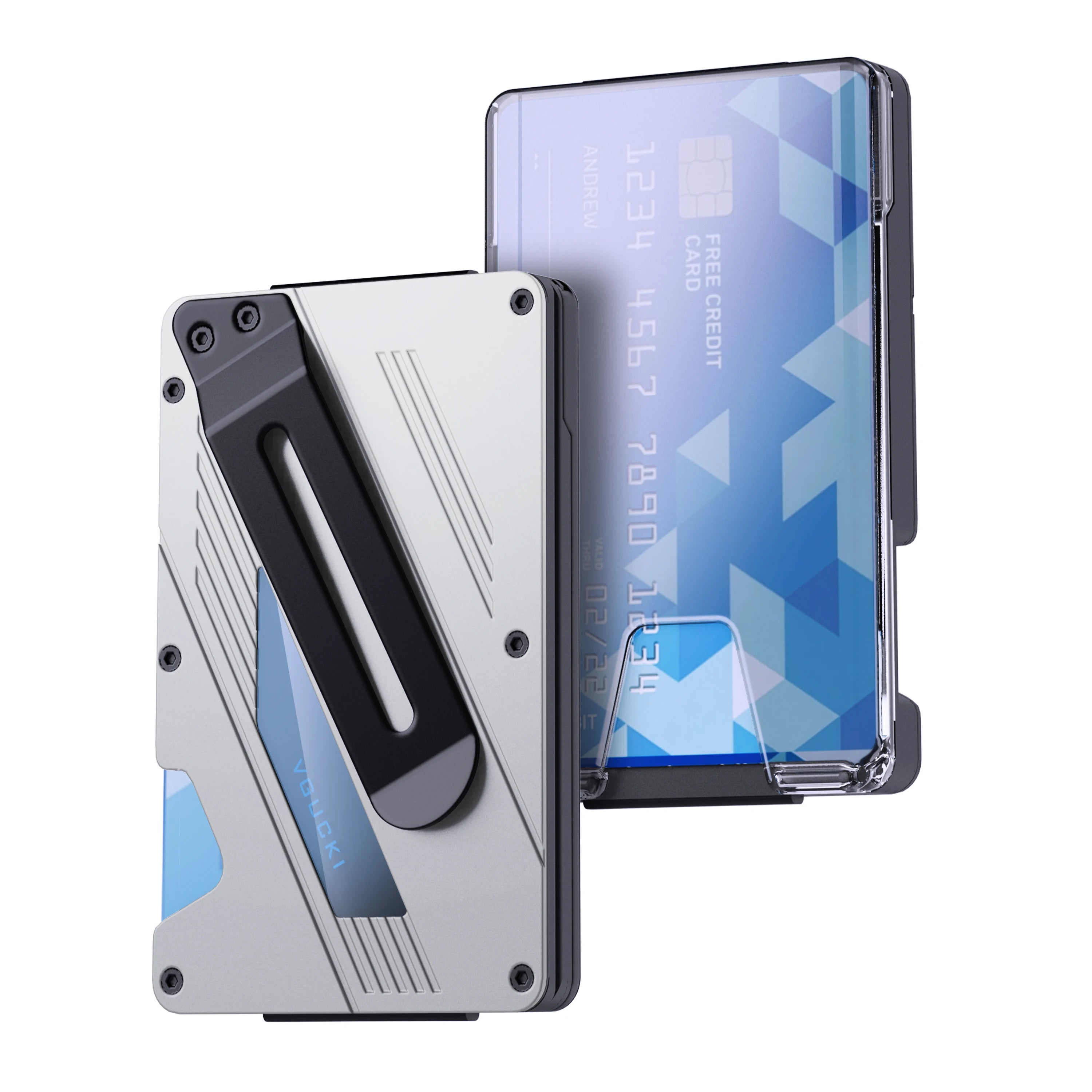 Wallet for Men- Slim Aluminum Metal Money Clip Wallet with Clear ID Card Holder,  RFID Blocking,Ultra-Thin Tactical Wallet