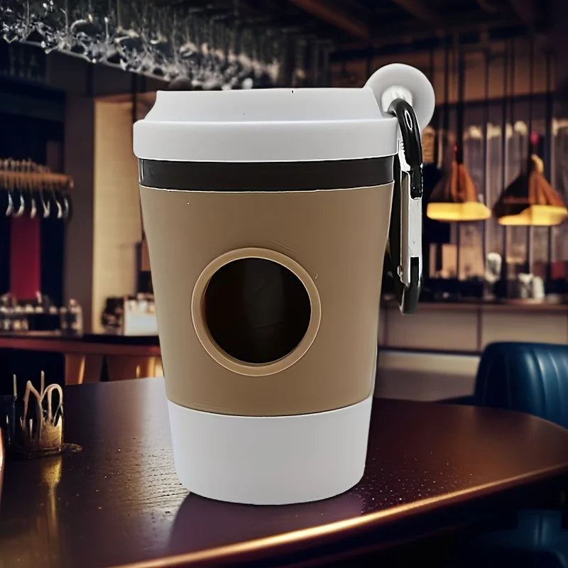 Coffee Cup + 1 Roll Garbage Bag Pet Trash Bag Dispenser Portable Outdoor Dog Walking Pick Up Device Trash Bag Storage