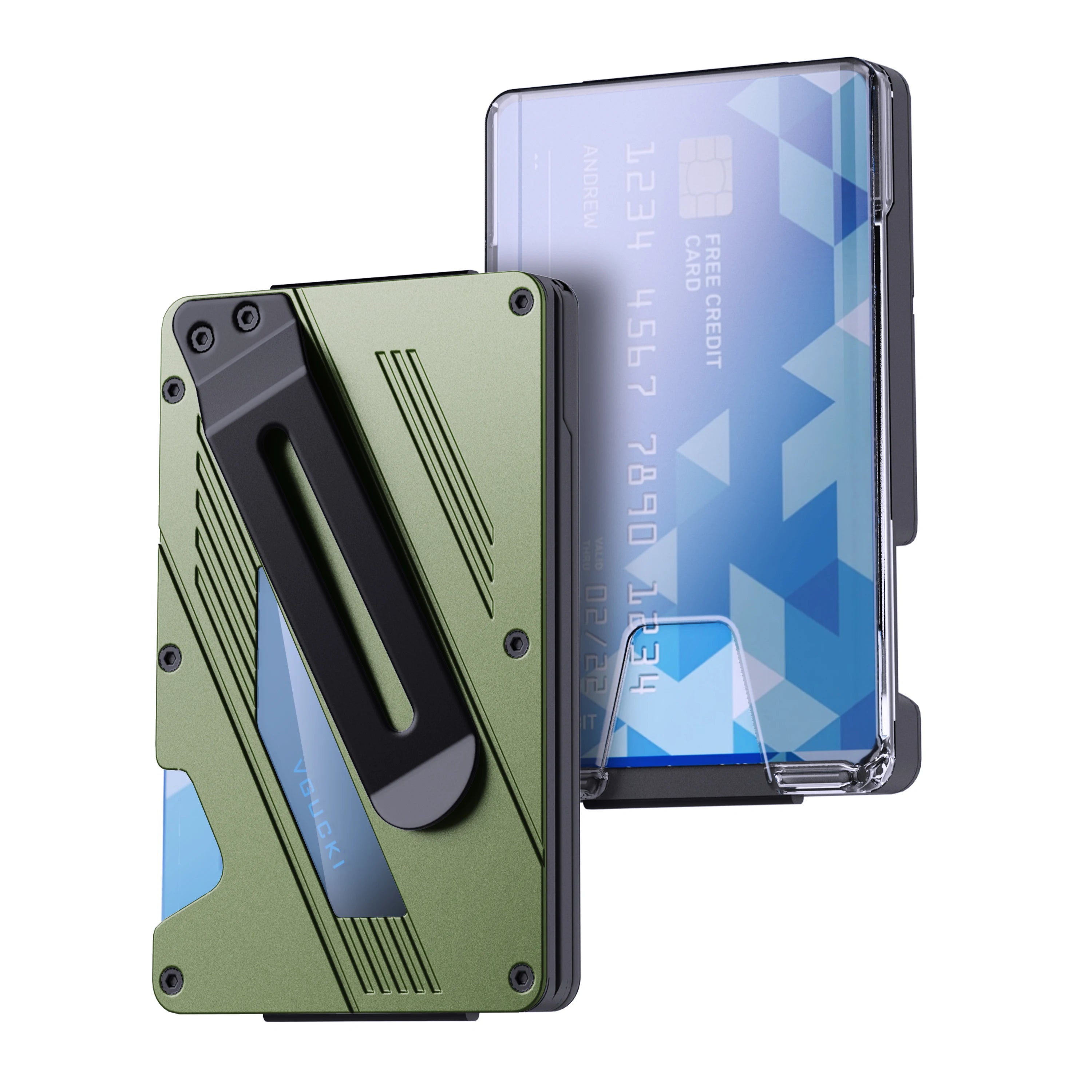 Wallet for Men- Slim Aluminum Metal Money Clip Wallet with Clear ID Card Holder,  RFID Blocking,Ultra-Thin Tactical Wallet