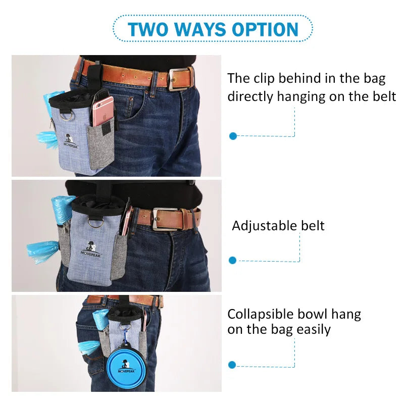 Portable Dog Bag Waist Belt Pet Items Dog Sac Accessories Outdoor Walking Training Treat Mascotas Snack Food Poop Trash Pouch