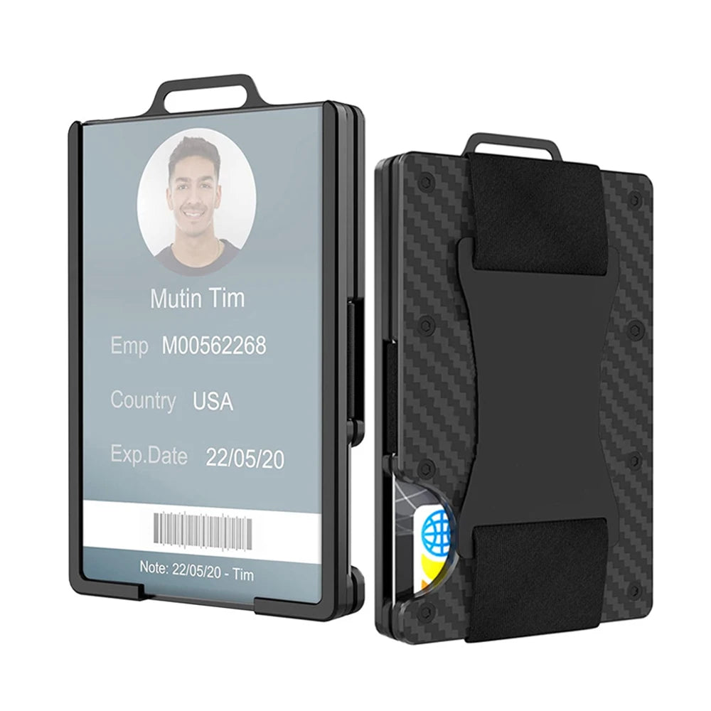 Minimalist Wallet with Airtag Holder and Money Clip - Aluminum RFID Blocking Mini Wallet with High Card Capacity