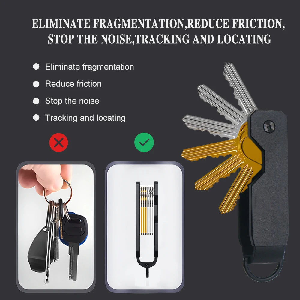 Key Organizer For Men - Compact Metallic Key Holder | Minimalist Innovative Keyholder | Smart Keychain Secures 2-6 Keys