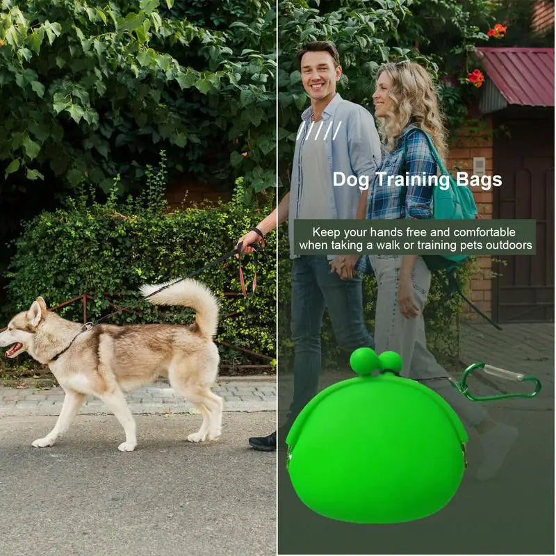 Silicone Dog Treat Pouch Dog Food Training Container Dog Treat Holder Puppy Treat Snack Bag with Clip Silicone Bait Bag Waist