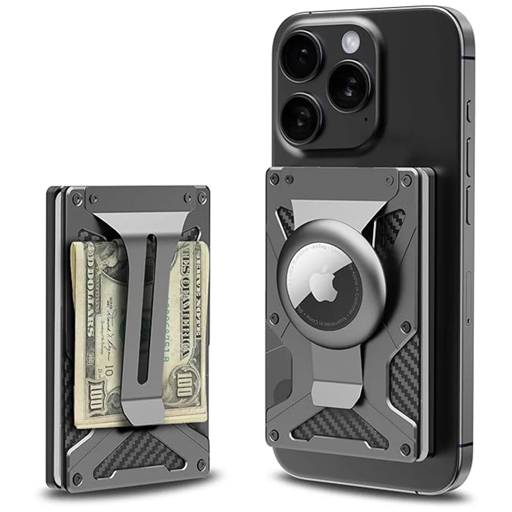 Mag Safe Wallet Money Clip,Air Tag Holder and Money Clip, [With1 Magnetic Sheets], for Magnetic and Non-Magnetic Phones