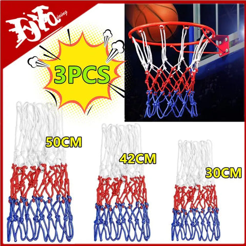 New 3/2/1PC Basketball Net All-Weather Basketball Net Tri-Color Basketball Hoop Net Powered Basketball Hoop Basket Rim Net Gifts