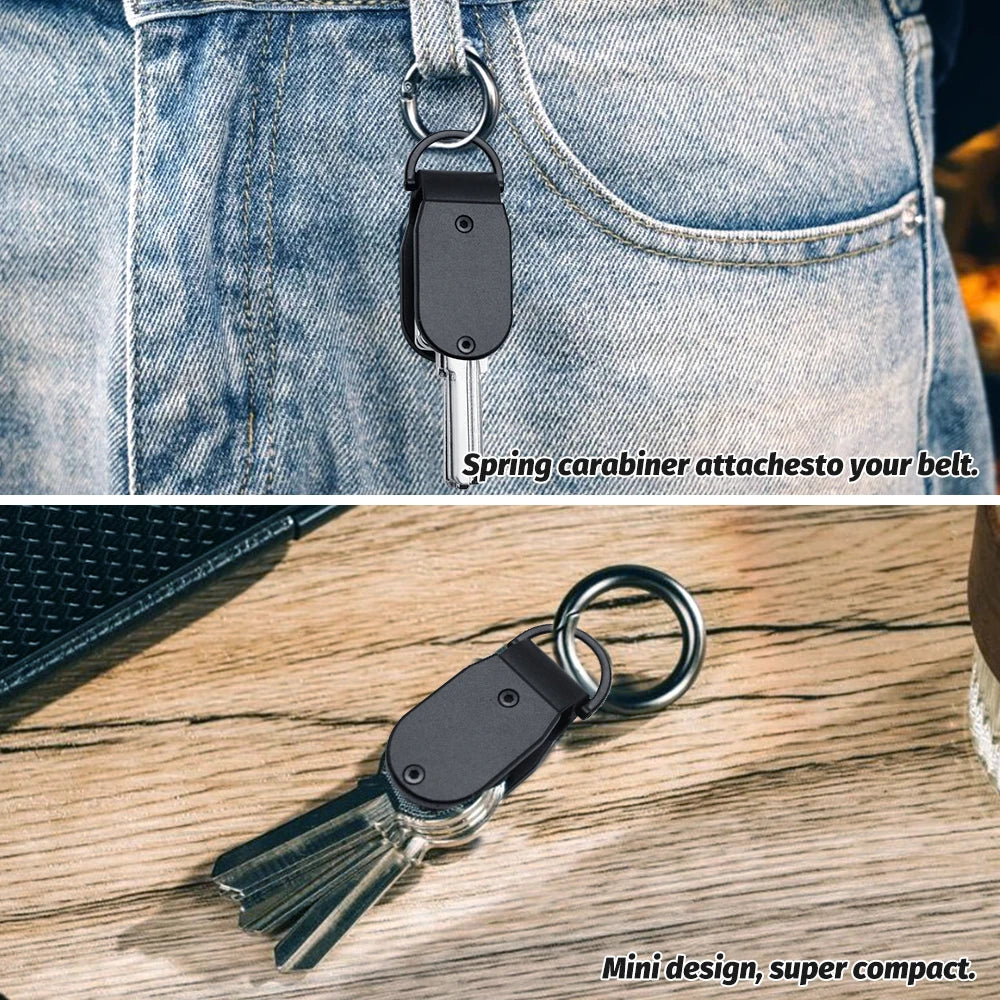 Mini Key Organizer Keychain - Aluminum Carbon Fiber Key Holder Key Case, Attach Key Fob