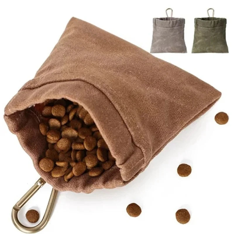 Walking Dog Snack Pocket with Carabiner Hands Free Pet Treat Bag Waist Pack Storage Pouch Dog Puppy Training Bag Food Reward