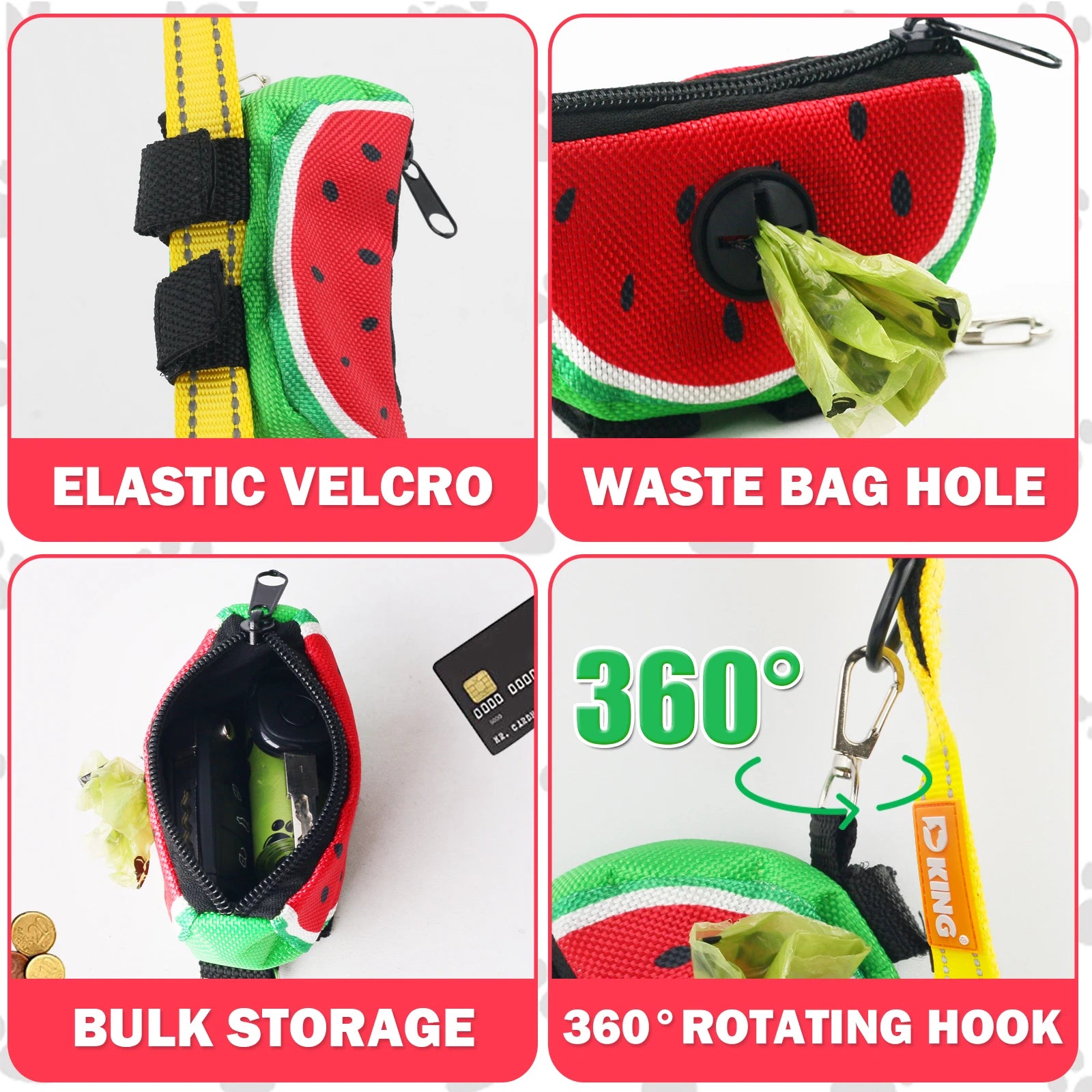 DKing outside cartoon cute watermelon watse bag dog poop bag for dogs