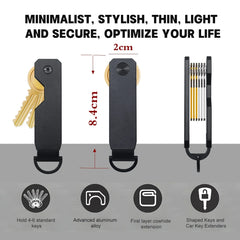 Key Organizer For Men - Compact Metallic Key Holder | Minimalist Innovative Keyholder | Smart Keychain Secures 2-6 Keys