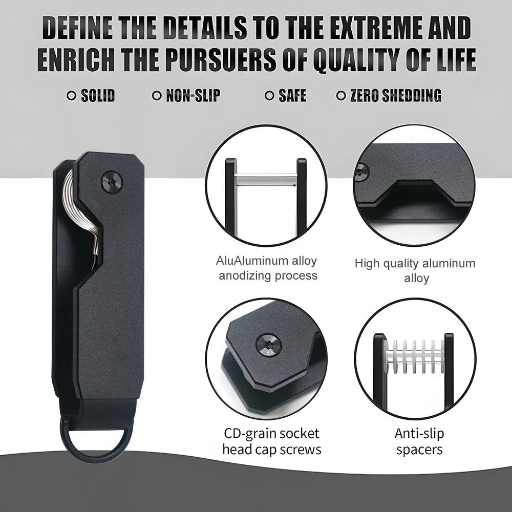 Key Organizer For Men - Compact Metallic Key Holder | Minimalist Innovative Keyholder | Smart Keychain Secures 2-6 Keys