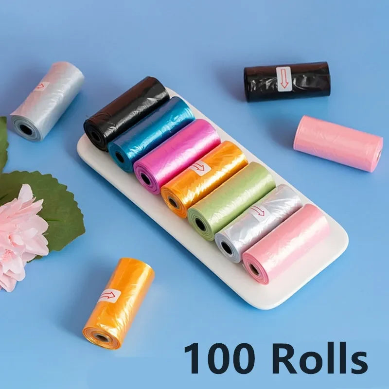 10/20/50/100 Rolls Random Color Pet Supplies Dog Poop Bags For Waste Refuse Cleanup Puppy Cat Pooper Scooper Bag Biodegradable