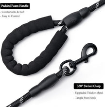 画像をギャラリービューアに読み込む, 2 Pack Dog Leash, 4/5//6 FT Heavy Duty Nylon Rope Pet Leashes with Comfortable Padded Handle, Reflective Dog Leashes for Small Medium and Large Dogs