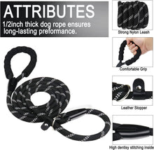 Load image into Gallery viewer, Durable Premium Quality Strong Training Rope Slip Leash with Comfortable Padded Handle and Highly Reflective Threads for Small Medium and Large Dogs