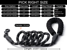 画像をギャラリービューアに読み込む, 2 Pack Dog Leash, 4/5//6 FT Heavy Duty Nylon Rope Pet Leashes with Comfortable Padded Handle, Reflective Dog Leashes for Small Medium and Large Dogs