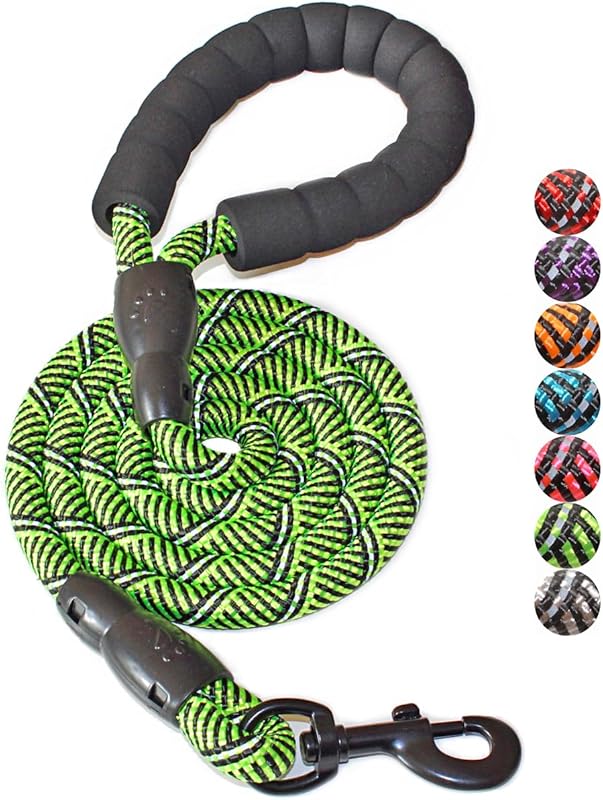 2/4/5/6 FT Dog Leash with Comfortable Padded Handle and Highly Reflective Threads for Small Medium and Large Dogs (5FT-1/2'', Black)