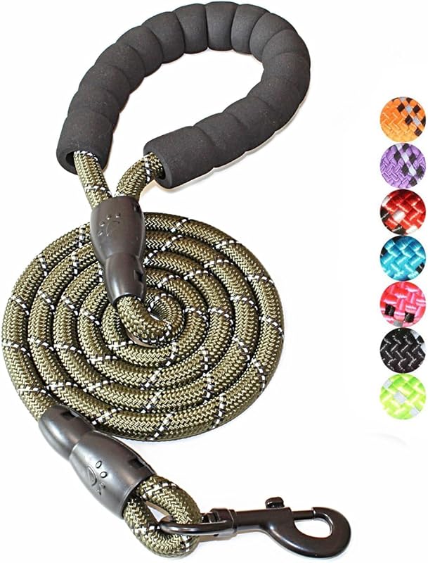 2/4/5/6 FT Dog Leash with Comfortable Padded Handle and Highly Reflective Threads for Small Medium and Large Dogs (5FT-1/2'', Black)